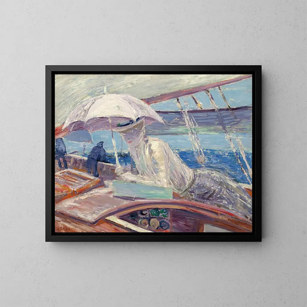 Madame Helleu a bordo del yate Bird - Paul César Helleu — cuadro enmarcado en la pared