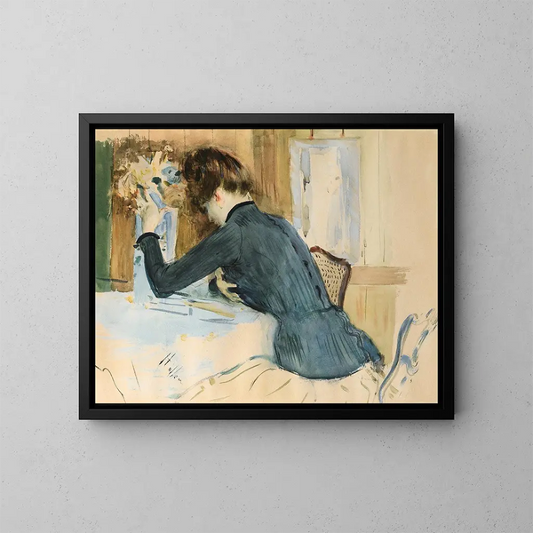 Retrato de perfil de una joven - Paul César Helleu — cuadro enmarcado en la pared
