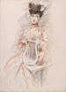 Elegant painting with lyre chair - Paul César Helleu — artwork view
