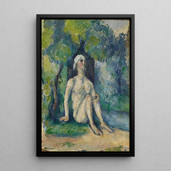 Baigneurs sentados en el agua - Paul Cézanne — cuadro enmarcado en la pared