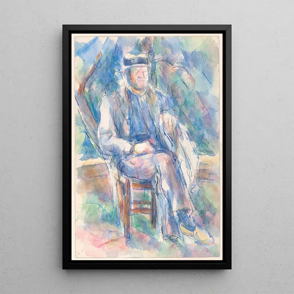 Hombre con sombrero de paja - Paul Cézanne — cuadro enmarcado en la pared