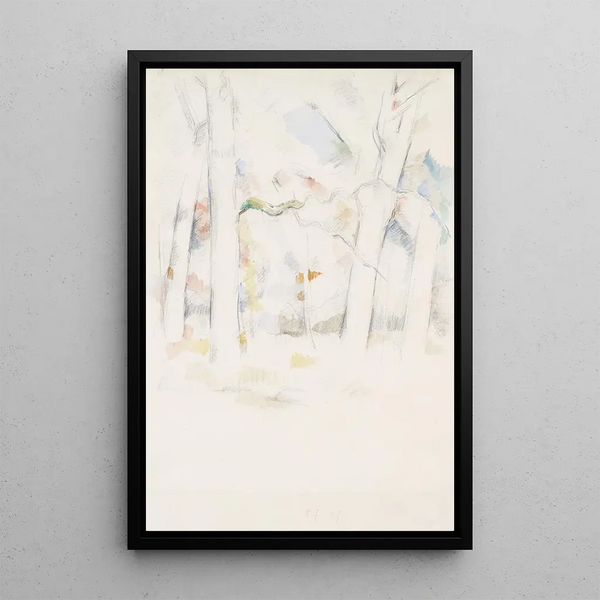Bosque bajo los árboles - Paul Cézanne — cuadro enmarcado en la pared
