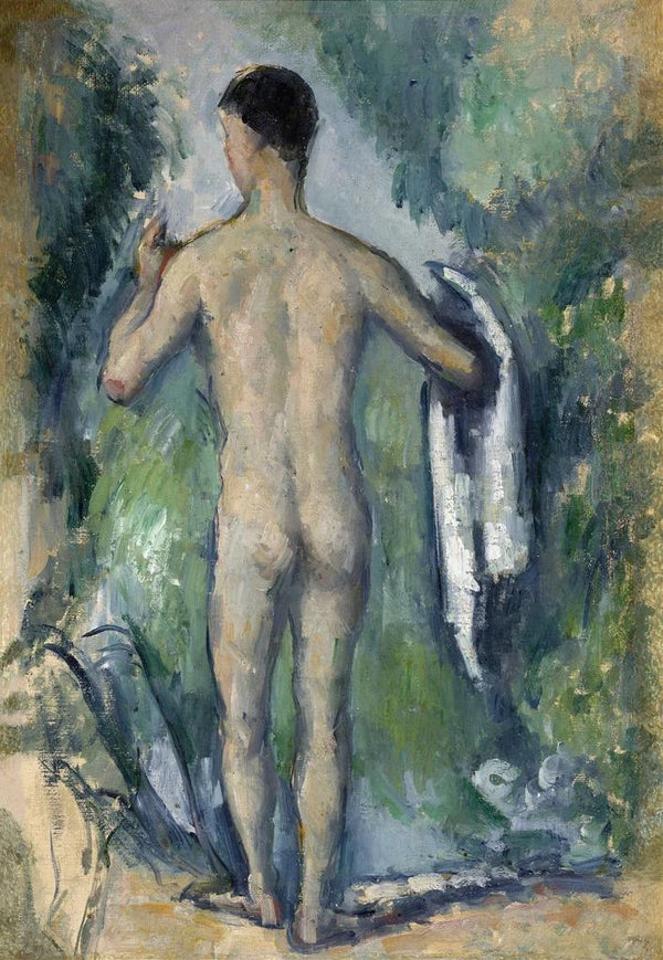 Bañista de pie vista de espaldas - Paul Cézanne — cuadro enmarcado en la pared