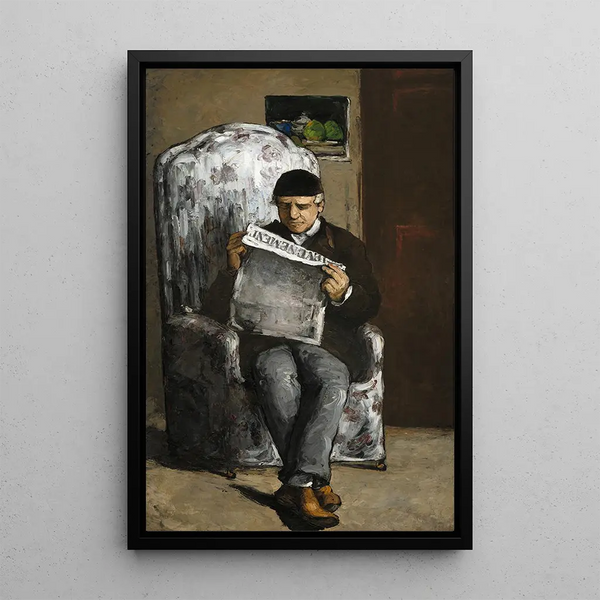 El padre del artista leyendo L'Événement - Paul Cézanne — cuadro enmarcado en la pared