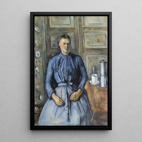 Mujer con cafetera - Paul Cézanne — cuadro enmarcado en la pared