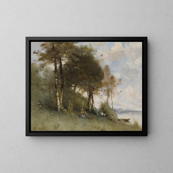 Bords de la Seine à Mantes - Paul Désiré Trouillebert — cuadro enmarcado en la pared