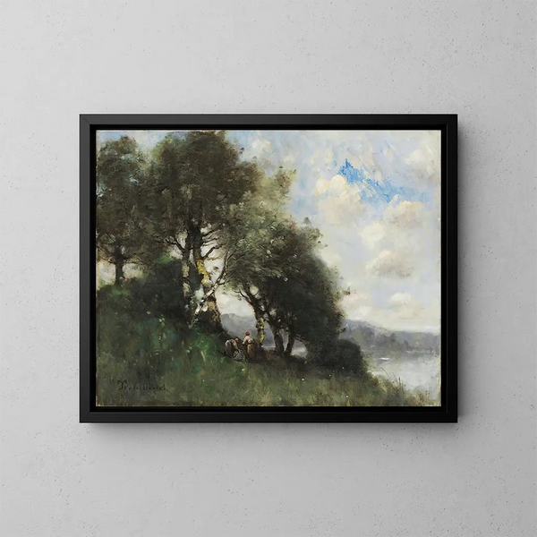 Las Cargadoras junto al agua - Paul Désiré Trouillebert — cuadro enmarcado en la pared