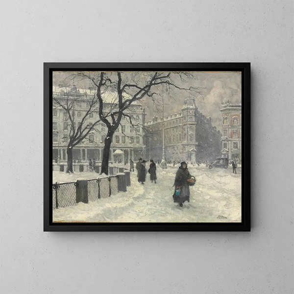 Kongens Nytorv en Copenhague en invierno - Paul Fischer — cuadro enmarcado en la pared