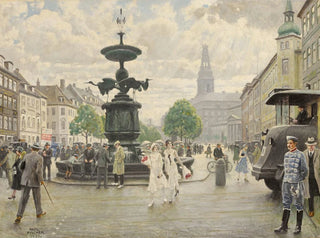 Paul Fischer - The Bustling Amager Square Cophenhagen.webp