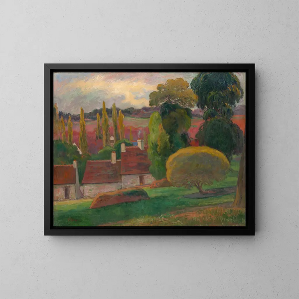 Una granja en Bretaña - Paul Gauguin — cuadro enmarcado en la pared