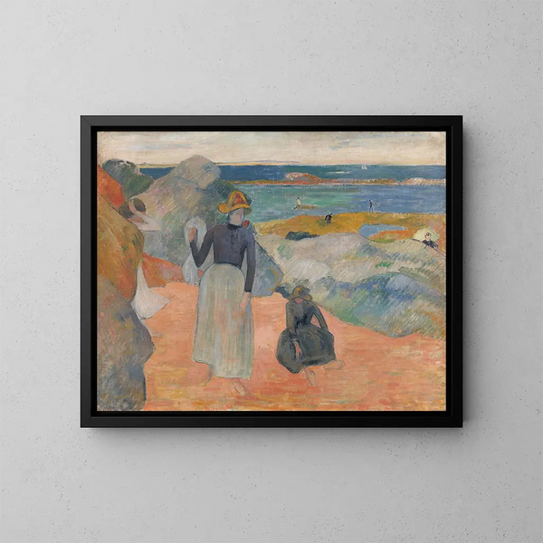 Escena de playa - Paul Gauguin — cuadro enmarcado en la pared