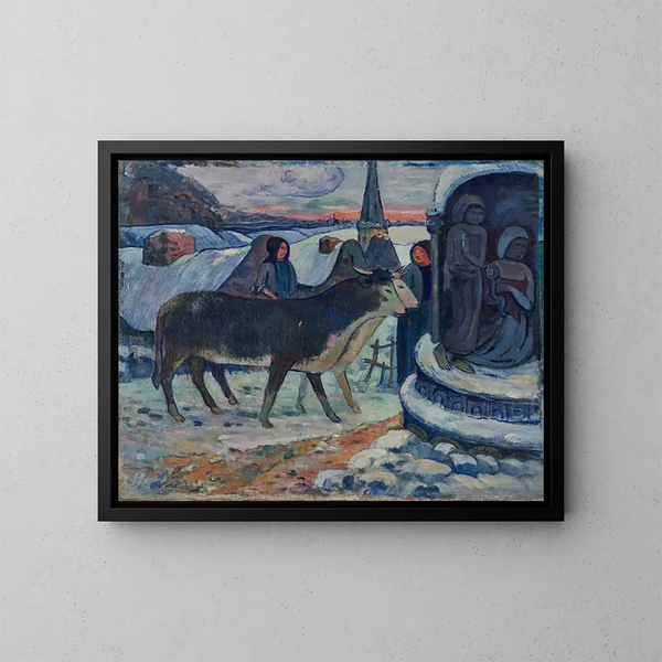 Noche de Navidad, la bendición de los bueyes - Paul Gauguin — cuadro enmarcado en la pared