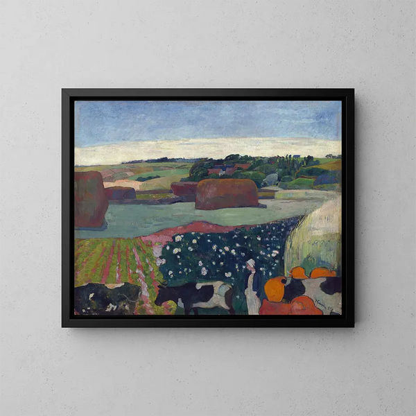 Mies de heno en Bretaña - Paul Gauguin — cuadro enmarcado en la pared