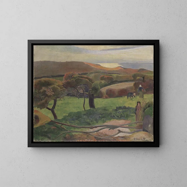 Los campos junto al mar - Paul Gauguin — cuadro enmarcado en la pared
