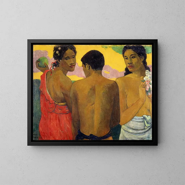 Tres Tahitianas - Paul Gauguin — cuadro enmarcado en la pared