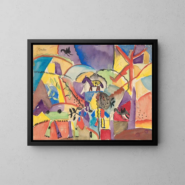 Composición con caballos - Paul Gauguin — cuadro enmarcado en la pared