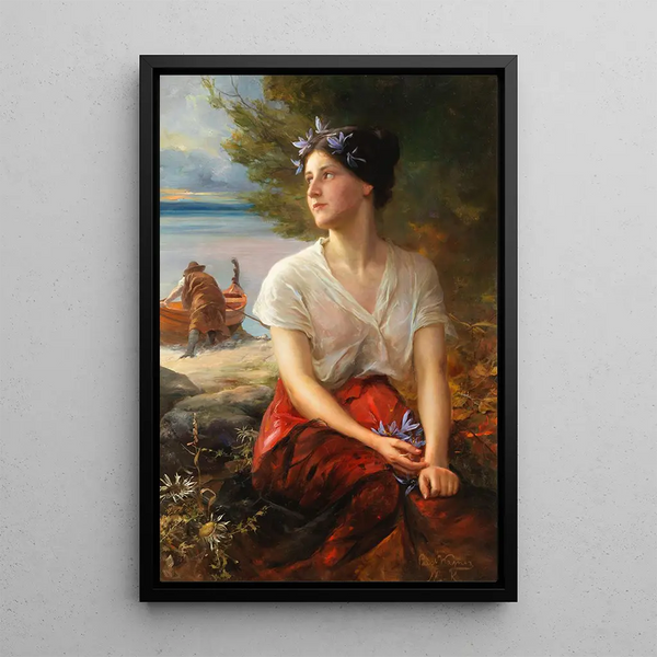 La bonita pescadora - Paul Hermann Wagner — cuadro enmarcado en la pared