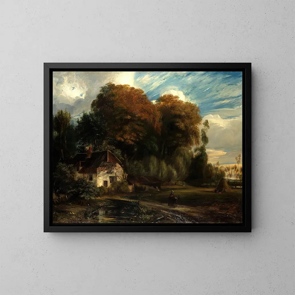 The Pavilion of the Guardians in the Forest of Compiègne - Paul Huet — framed artwork on a wall