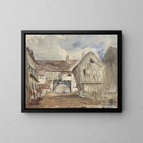 View of Honfleur - Paul Huet — framed artwork on a wall