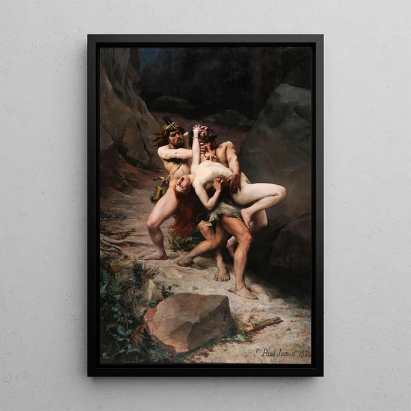 Enlèvement en la Edad de Piedra - Paul Jamin — cuadro enmarcado en la pared