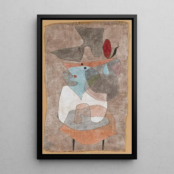 Dama con Sombrero y Mesita - Paul Klee — cuadro enmarcado en la pared