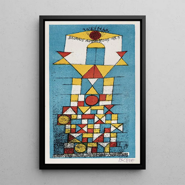 Postcard painting for the exhibition of the eminent person at the Bauhaus - Paul Klee — framed artwork on a wall