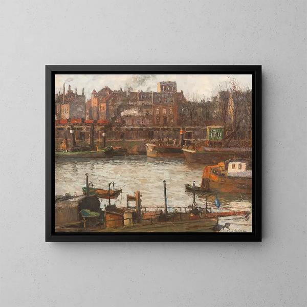 Puerto de Duisburgo - Paul Kutscha — cuadro enmarcado en la pared