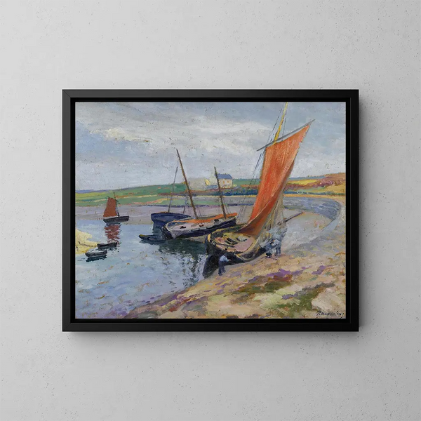 Bateaux au bord de la mer - Paul Madeline — cuadro enmarcado en la pared