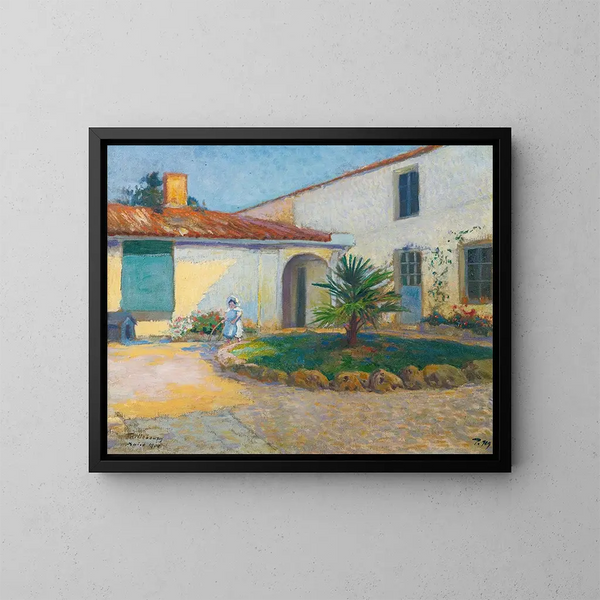 La Hija del artista en el jardín Taillebourg - Paul Madeline — cuadro enmarcado en la pared