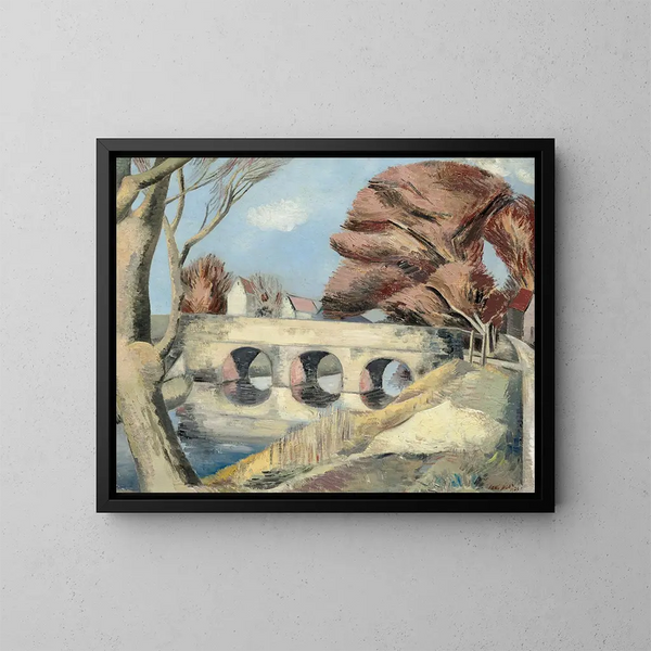The Romney Marsh Bridge - Paul Nash — framed artwork on a wall