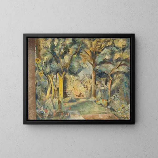 The Garden at Meadle - Paul Nash — framed artwork on a wall
