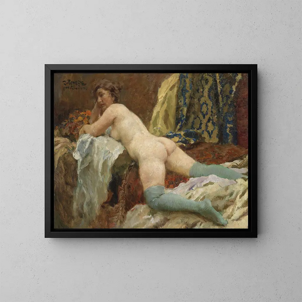 Acto femenino con medias - Paul Paede — cuadro enmarcado en la pared