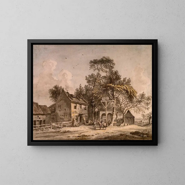 Una posada - Paul Sandby — cuadro enmarcado en la pared