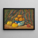 Still life with apples on a striped tapestry background - Paul Sérusier — framed artwork on a wall