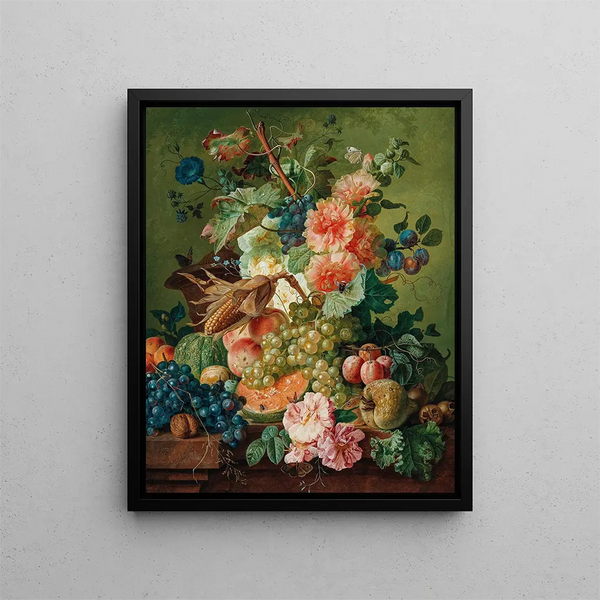 Paul Theodor Van Brussel - Flowers Fruit And A Corn On The Cob On A Table Ledge.webp