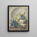 Piece of fruit in a niche on a marble table plums peaches grapes and blackberries - Paul Theodor van Brussel — framed artwork on a wall
