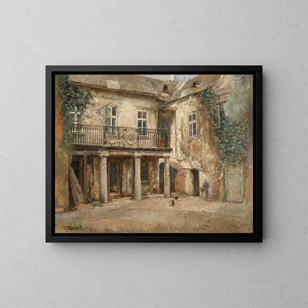 Interior de patio vienés - Paul Unbereit — cuadro enmarcado en la pared