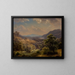 Extended landscape painting with valley and mountains, the Susquehanna Valley - Paul Weber — framed artwork on a wall