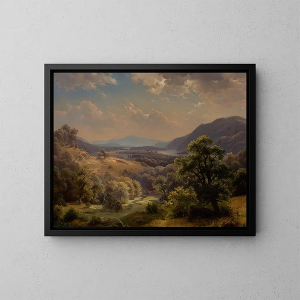 paisaje extendido con valle y montañas, el valle del Susquehanna - Paul Weber — cuadro enmarcado en la pared