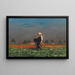 Girl with Basket and Bottle in a Poppy Field - Paul Wilhelm Keller-Reutlingen — framed artwork on a wall