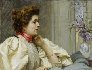 Paul mile Chabas - Portrait Dune Dame Avec Un Foulard Rouge.webp