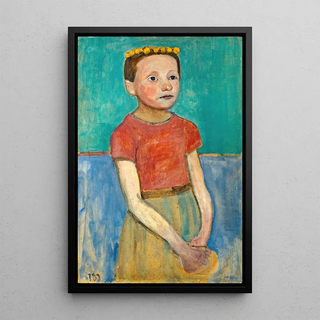 Paula ModersohnBecker - Half figure of a girl with a yellow wreath in her hair.webp