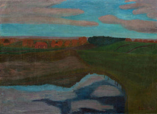 Paula ModersohnBecker - Herbstlandschaft am Weyerberg mit Tmpel.webp