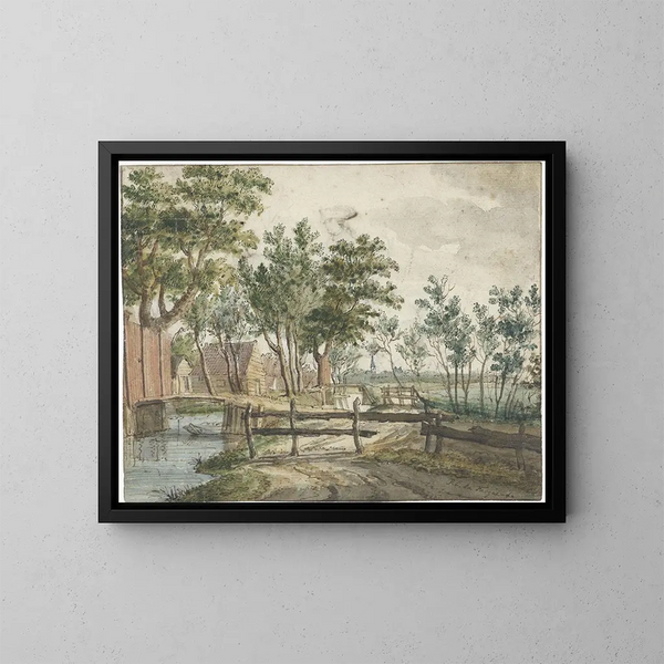 Rural Navigation Painting near Voorburg - Paulus Constantijn la Fargue — framed artwork on a wall