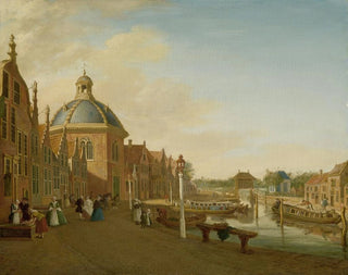 Paulus Constantijn la Fargue - The Docking Basin in the Barge Canal in Leidschendam.webp