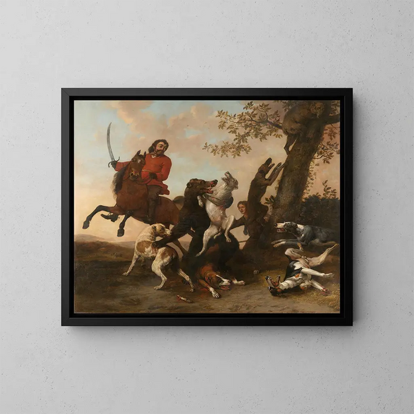 Caza del oso - Paulus Potter — cuadro enmarcado en la pared