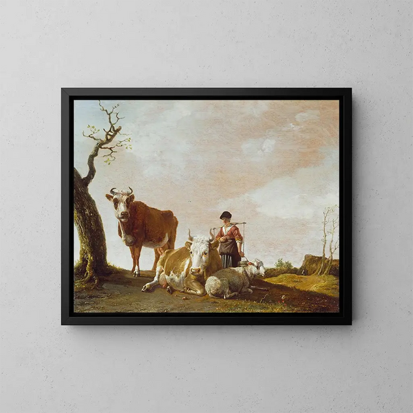 La Lechera - Paulus Potter — cuadro enmarcado en la pared