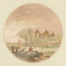 Landscape painting with a fisherman and a castle - Aernout Ter Himpel — displayed in an interior