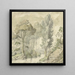 Paisaje forestal con una colina a la derecha y en medio del agua - Elias van Nijmegen — cuadro enmarcado en la pared