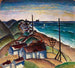 Paisaje marino con casas en la playa - Anónimo — vista de la obra